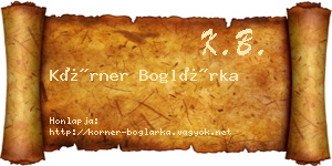 Körner Boglárka névjegykártya